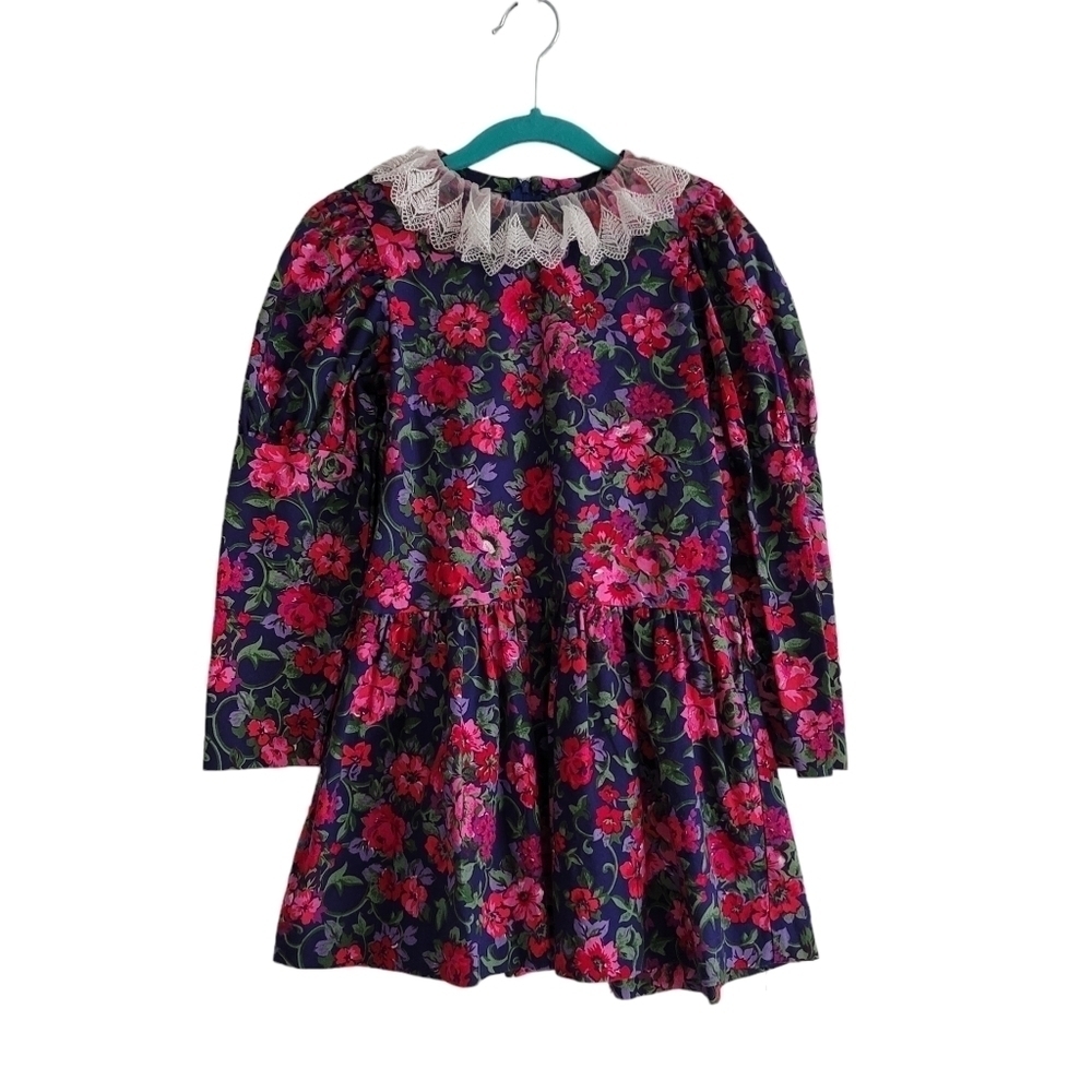 VTG Carol Anne by Bette Ball Floral Collared Long Sleeve Dress